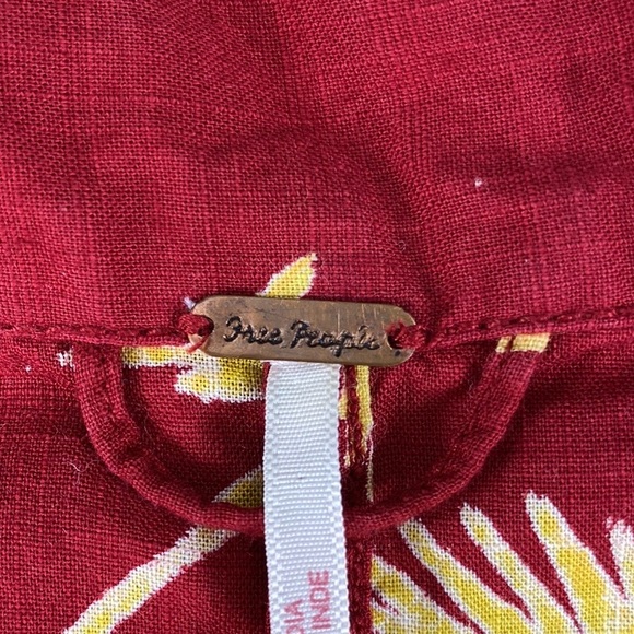 Free People Malibu Red Floral Boho Button Down Romper - Picture 15 of 16